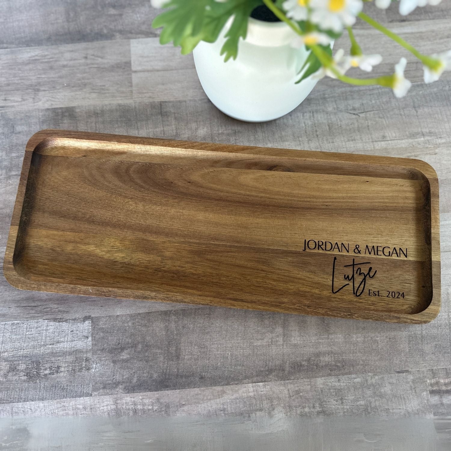 Personalized Solid Acacia Wood Serving Tray