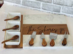 Personalized 11pc Marble & Acacia Wood Charcuterie Board Gift Set