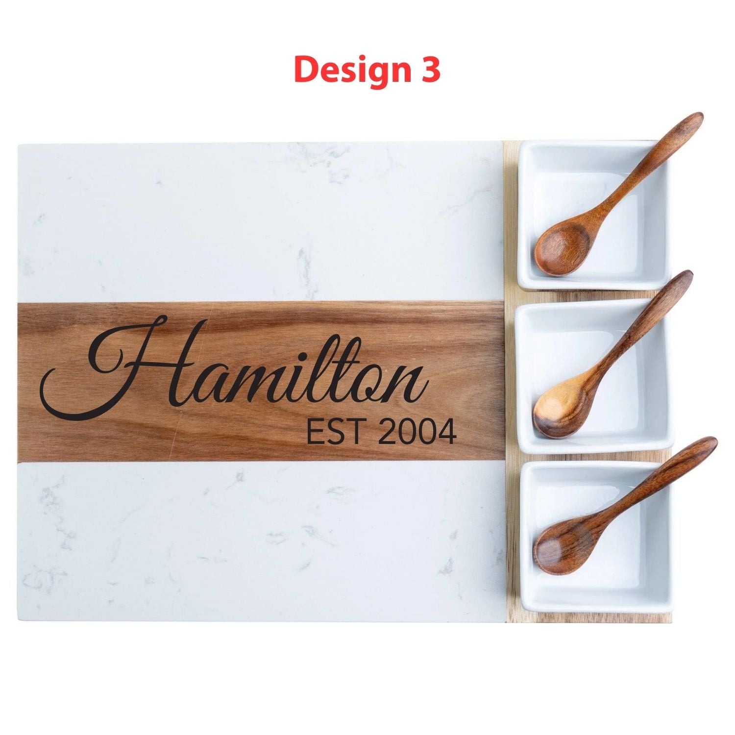 Personalized 11pc Marble & Acacia Wood Charcuterie Board Gift Set