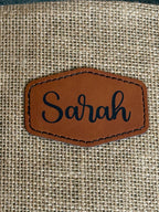 Personalized Jute Tote Bag with Leather Patch